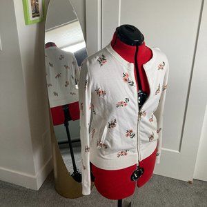 Forever 21 Lightweight, Floral,  Zip Sweater